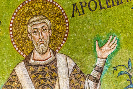 detail of mosaic work in Ravenna Christian basilica built in the first half of the sixth centuryの写真素材