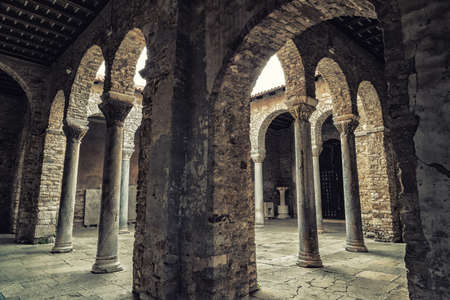 Euphrasian Basilica in Porec: cloister with archs and columnsの写真素材