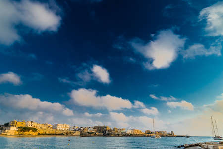 The bay of a medieval city on the Adriatic Sea in Italyの写真素材