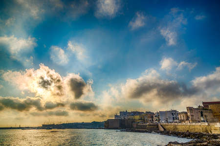 The bay of a medieval city on the Adriatic Sea in Italyの写真素材