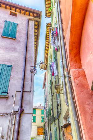 alley  of Brisighella, hill village in Emilia Romagna in Italyの写真素材