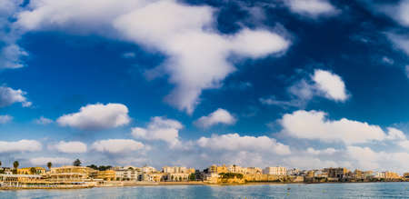 The bay of a medieval city on the Adriatic Sea in Italyの写真素材