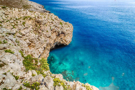 cove in the rocky beach on the Adriatic sea near Otranto in Apulia, Italyの写真素材