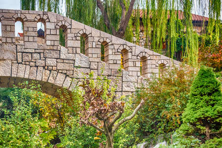 rock garden among the stone wallsの写真素材