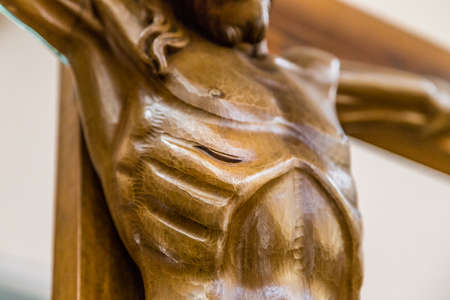 Celebrating the Good Friday, the chest of Jesus Christ nailed to the Holy Cross