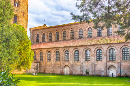 Exterior view of Basilica of Saint Apollinaris in Classe near Ravenna in Italy, early Christian period churchの写真素材