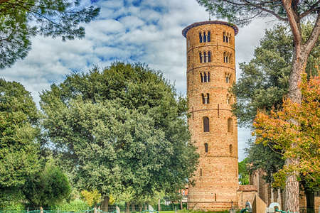 Exterior view of Basilica of Saint Apollinaris in Classe near Ravenna in Italy, early Christian period churchの写真素材