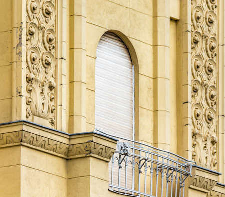 The variety of styles of palaces and buildings  in Budapest, Hungary in Europe: a balcony