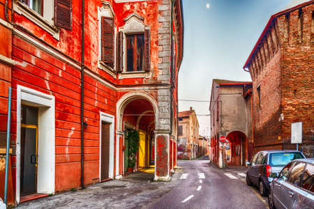 Ancient palacesin the streets of a medieval village in the countryside of Romagna, Italy
