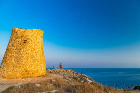 italian watchtower in Apuliaの写真素材