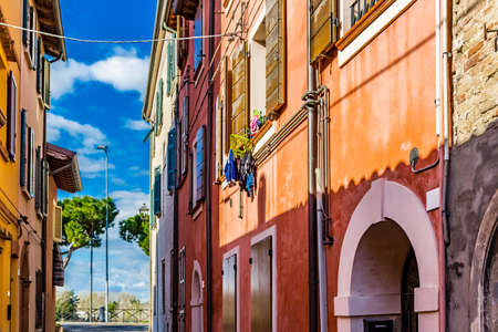 narrow streets of the village of fishermen in Rimini, in Italy