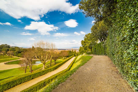 The Italian-style Boboli gardens behind the Pitti Palace in Florence, Italyのeditorial素材