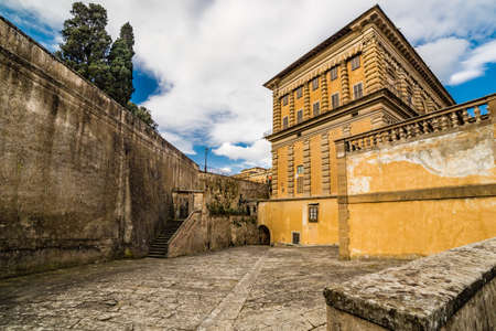 the sixteenth century walls of Pitti Palace in Florence, in Italy,  residence of the grand-dukes of Tuscany and later of the King of Italyのeditorial素材