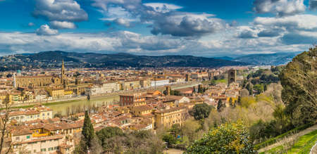 vertiginous views on the ancient buildings and Catholics churches of Florence, Italyの写真素材