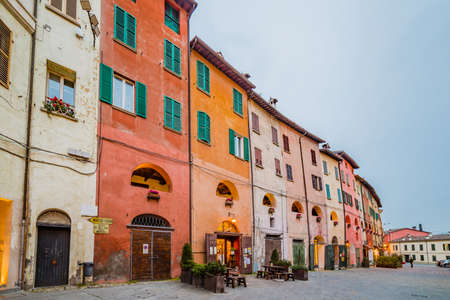 the streets of Brisighella, the most beautiful ancient village on the border between Emilia Romagna and Tuscany.の写真素材