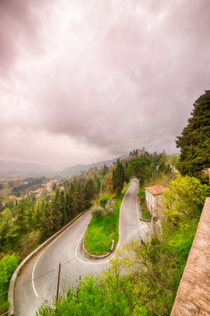 panorama of medieval village in the hills of Emilia Romagna in Italyの写真素材