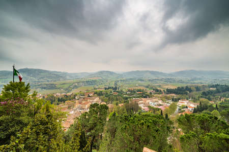 panorama of medieval village in the hills of Emilia Romagna in Italyの写真素材