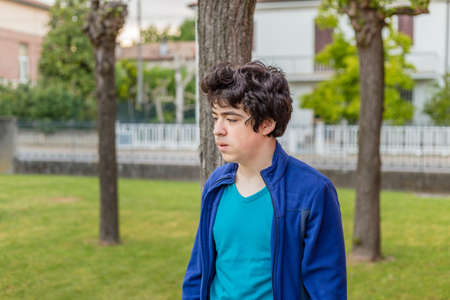 teenager portrait in a gardenの写真素材