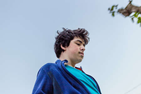 teenager portrait in a gardenの写真素材