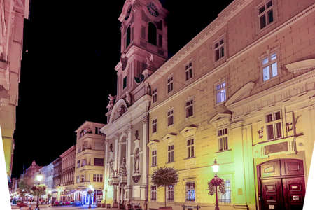 streets of Budapest in Hungary, water of modern fountainのeditorial素材