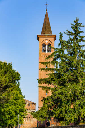 medieval fortress and church tower of an Italian village