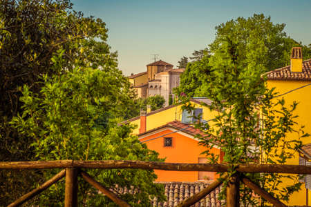 roofs of medieval small village in Italyの写真素材
