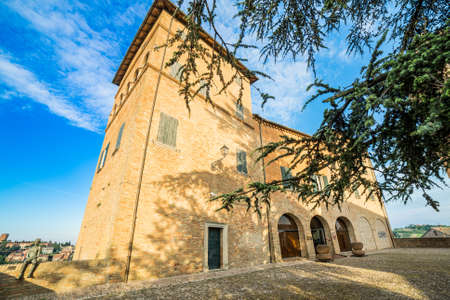 a small hilltop village cobbled streets in Emilia Romagna in Italyのeditorial素材