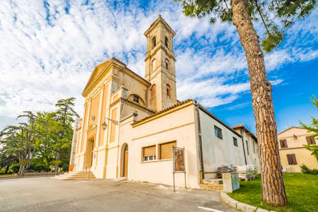 church in a medieval village in Italy, Collegiate Church of St. Christopherの写真素材