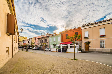 a small hilltop village streets in Emilia Romagna in Italyの写真素材