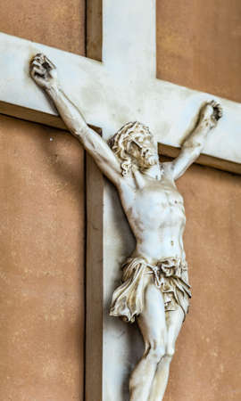 Details of marble statue of Crucified Jesusの写真素材
