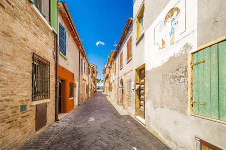 the streets of the old hamlet of fishermen in Riminiの写真素材