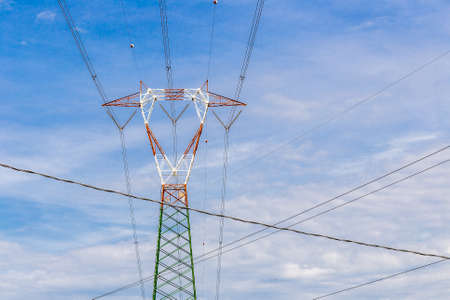 pylon for the distribution of electricity in high voltageの写真素材