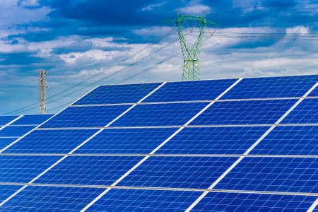 Blue photovoltaic panels background