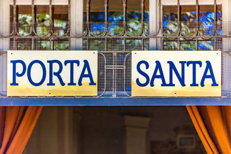 Italian sentence meaning Holy door, a door in a shrine opened during Catholic Jubilee
