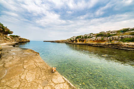 ancient bay of the coast of Puglia in southern Italyの写真素材