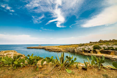 ancient bay of the coast of Puglia in southern Italyの写真素材