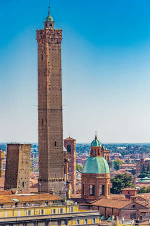 panoramic view of rooftops and buildings in Bologna, Italyのeditorial素材