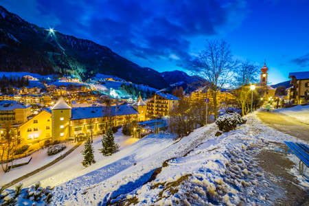 night landscape of an Alpine Village in Italy