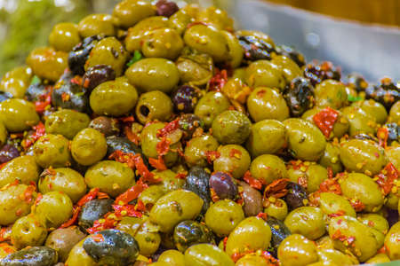 Puglia olives with condimentの写真素材