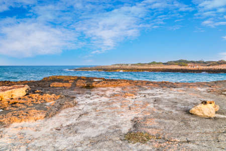 rocky shore of the Apulian coast in Italyの写真素材