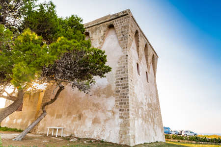 tower on the polignano coast in Puglia in Italyの写真素材