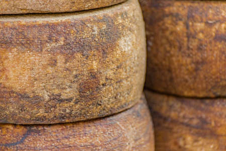 forms of seasoned Sardinian cheeseの写真素材