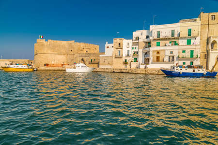 boats in the marina of Monopoli in Italyの写真素材