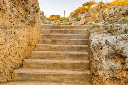 stairs on rocky coast of Puglia in Italy