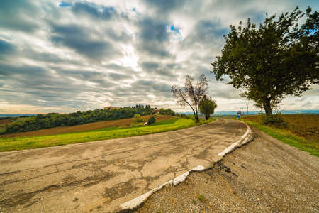 Emilia Romagna, Italy, fields on hills of Bolognaの写真素材