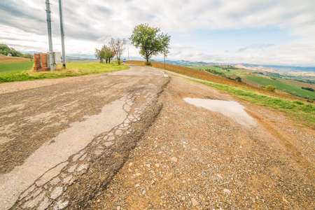 Emilia Romagna, Italy, fields on hills of Bolognaの写真素材