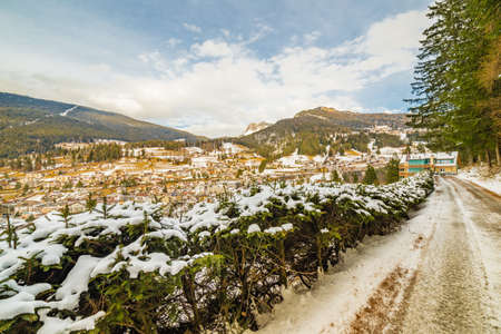 panorama of alpine village in Italyの写真素材