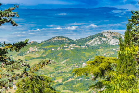 panorama of the countryside of Romagna in Italy