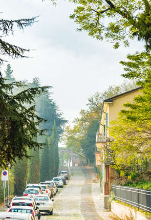 colorful houses of Italian townの写真素材