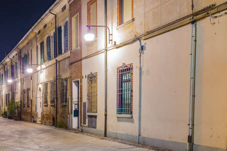 night view of old houses of an Italian villageの写真素材